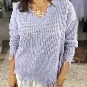 LAVENDER FRINGE SWEATER (LARGE)